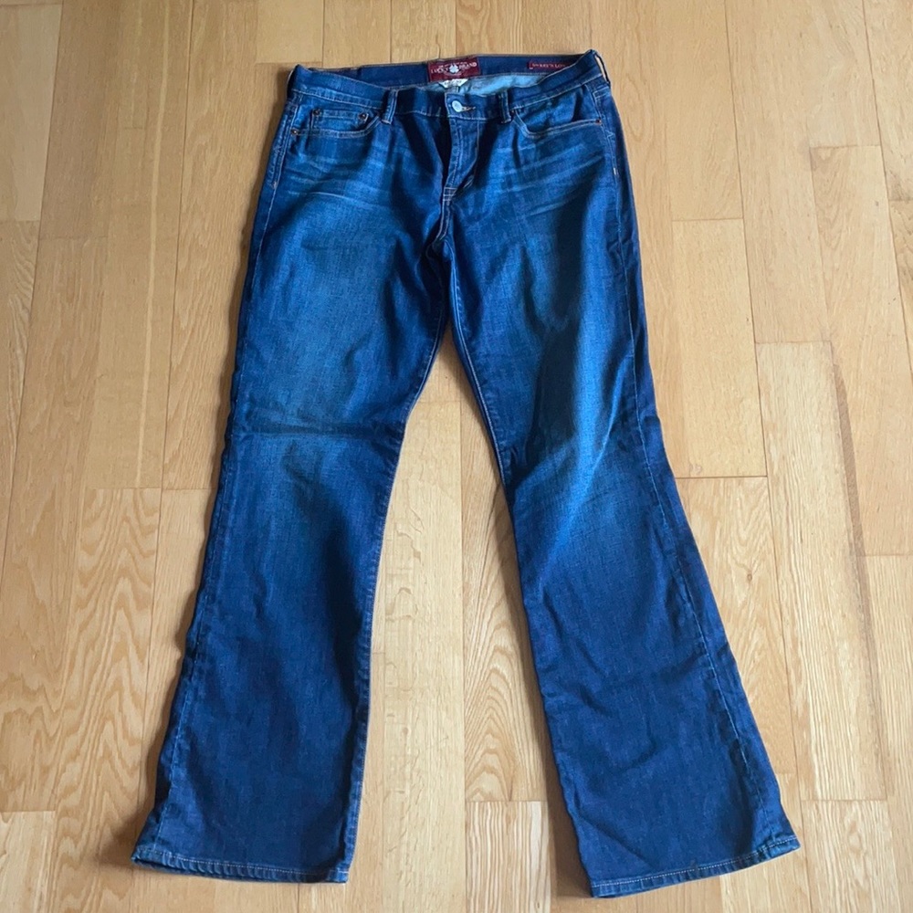 Lucky Brand sweet n low dark blue wide leg denim jeans size 10/30 regular